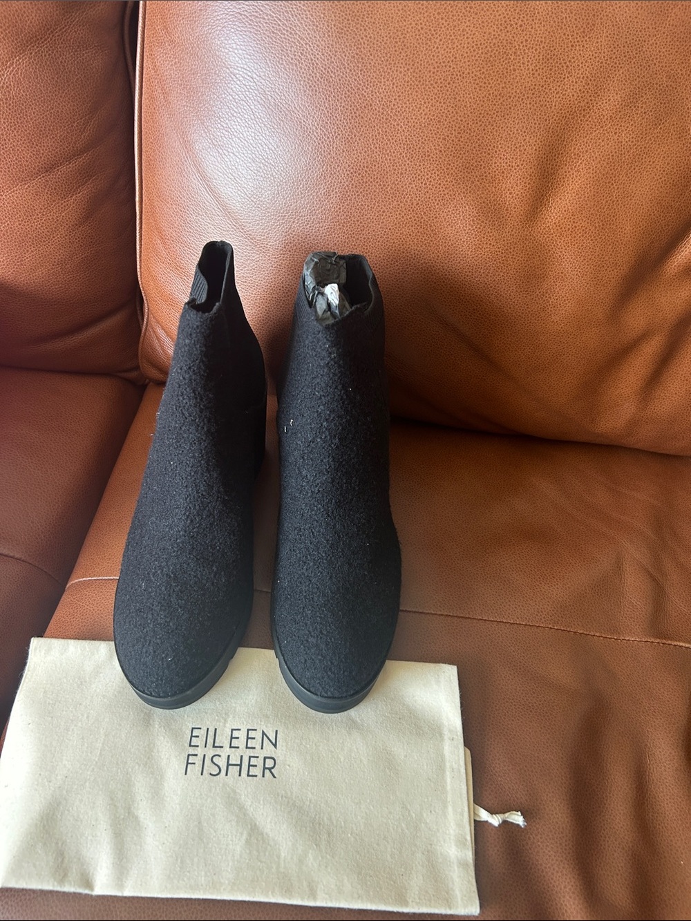 Eileen Fisher Black Wool Ankle Booties